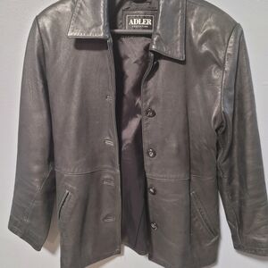 Adler Collection Women's Black Button-Front Leather Jacket